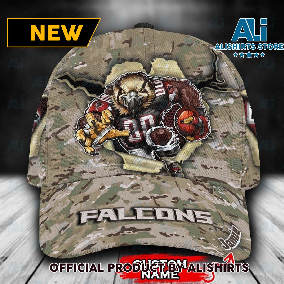 Personalized Atlanta Falcons Camo Mascot Classic Cap