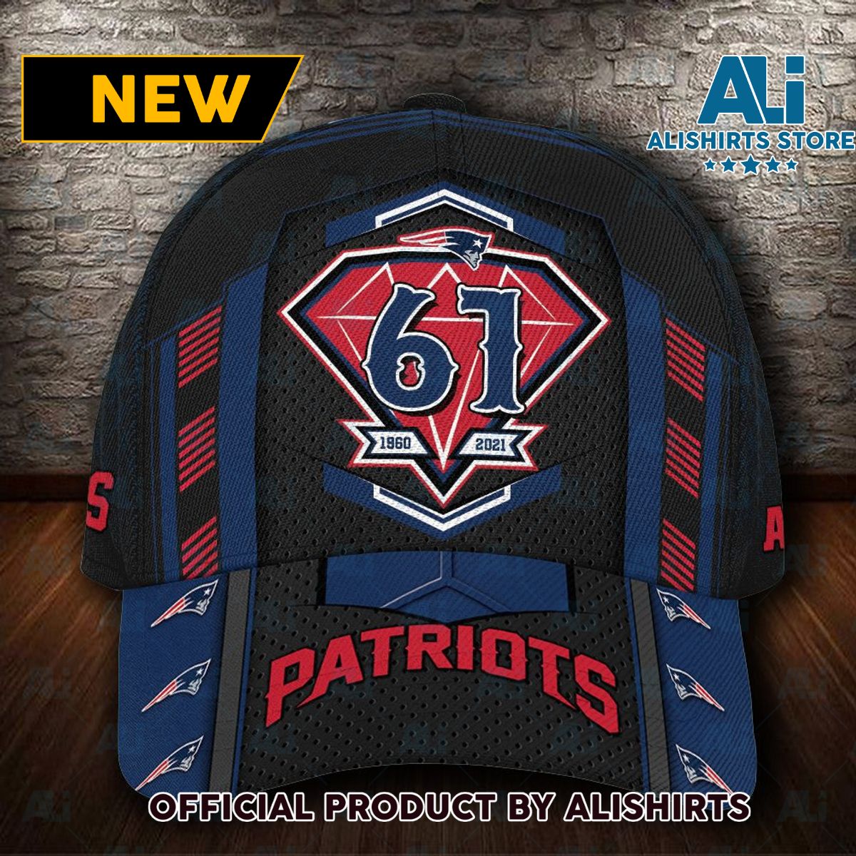 Personalized New England Patriots 61th Anniversary Classic Cap