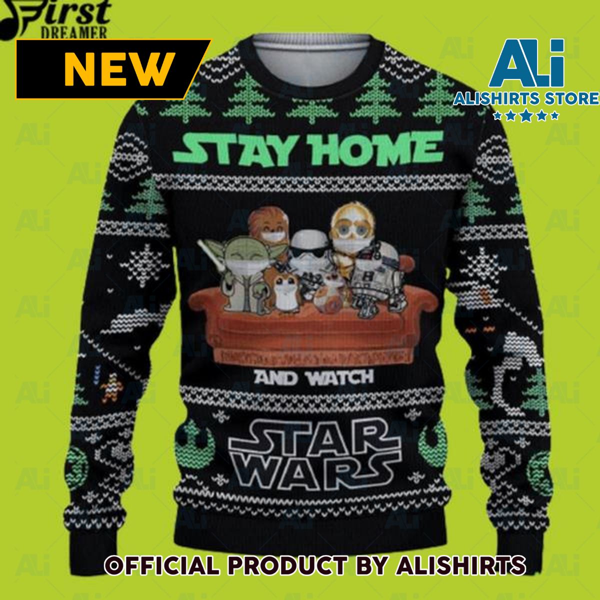 Stay Home And Watch Star Wars Ugly Christmas Sweater