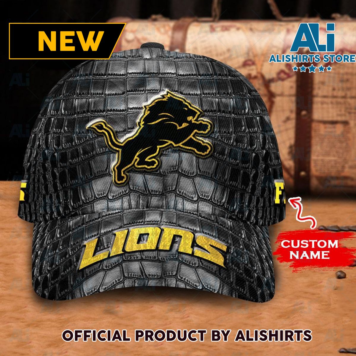 Personalized Detroit Lions Crocodile Skin Pattern Classic Cap