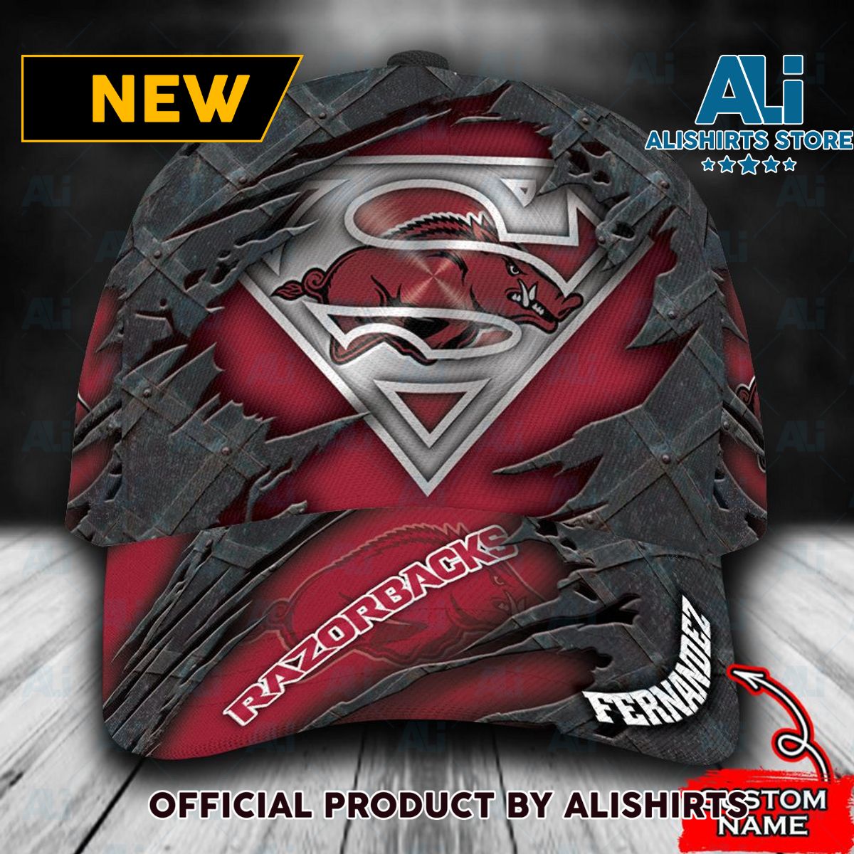 Personalized Arkansas Razorbacks Superman Logo Classic Cap