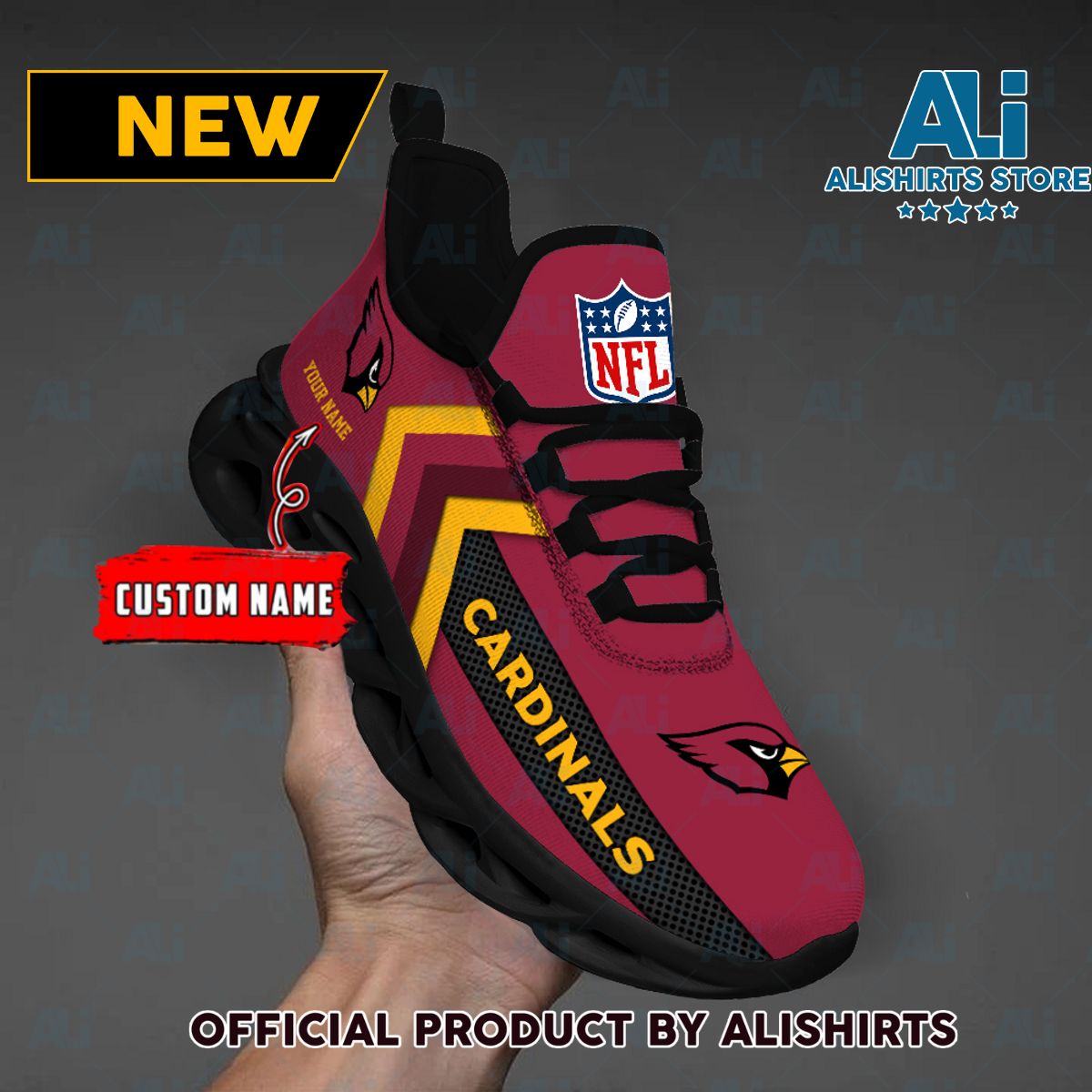 NFL Arizona Cardinals Team Logo Custom Name Max Soul Shoes