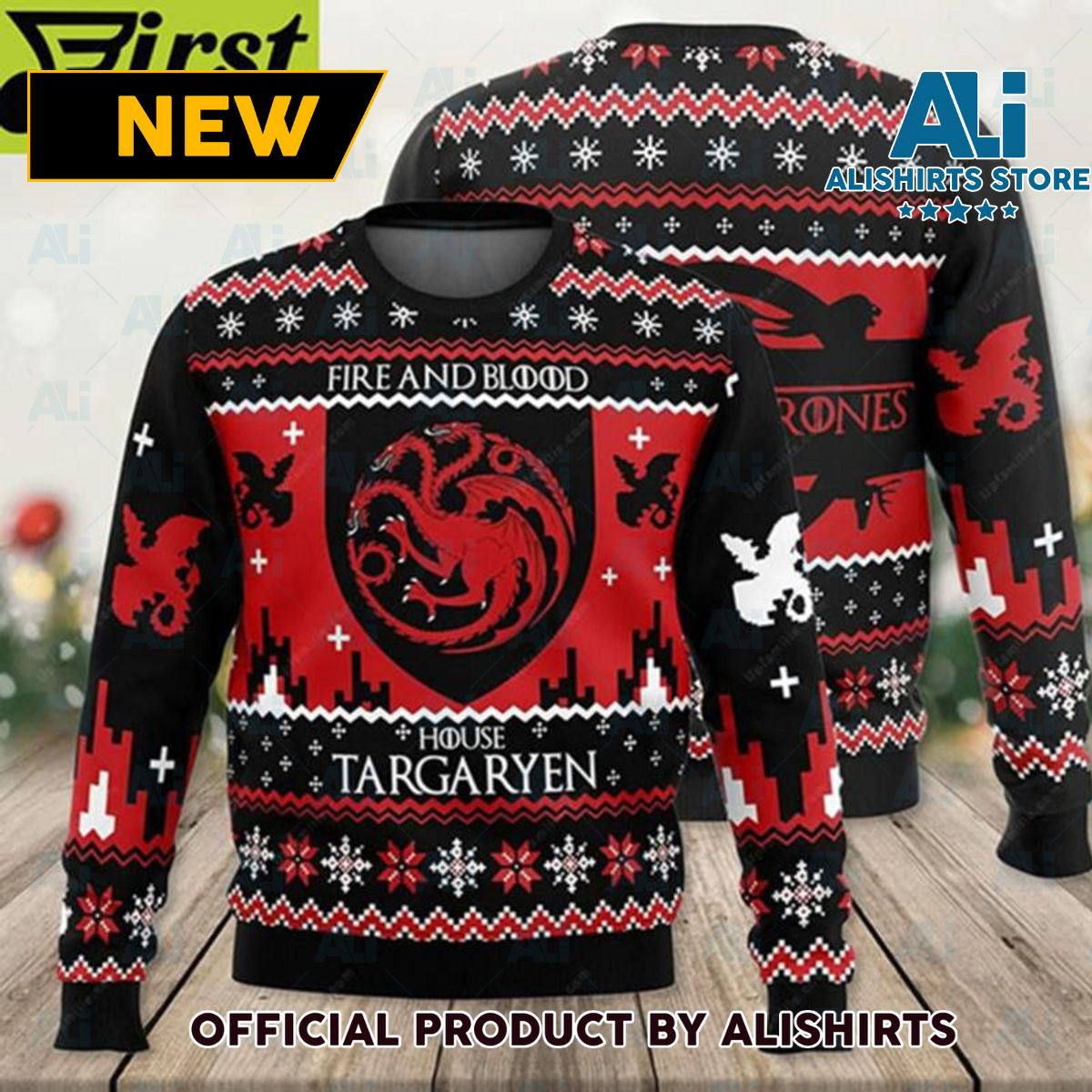 Game Of Thrones Ugly Christmas Sweater House Targaryen Ugly Christmas Sweater