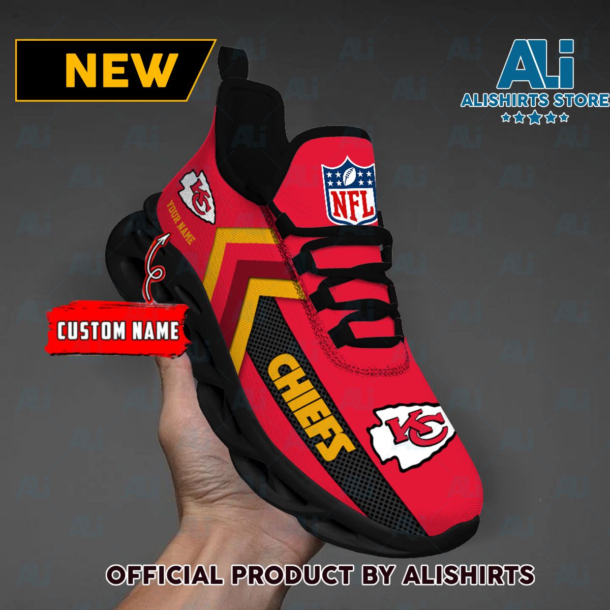 NFL Kansas City Chiefs Team Logo Custom Name Max Soul Shoes