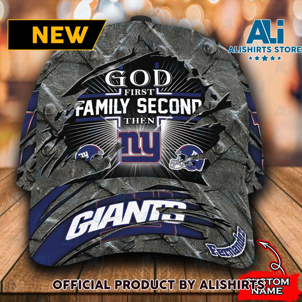 Personalized New York Giants God First Family Second Classic Cap