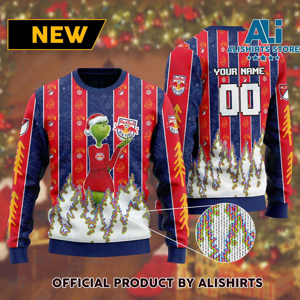 MLS New York Red Bulls Ugly Christmas Sweater