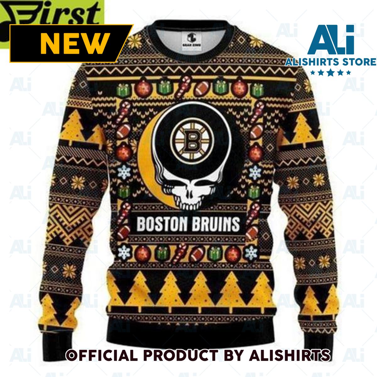 Boston Bruins Grateful Dead Ugly Christmas Sweater