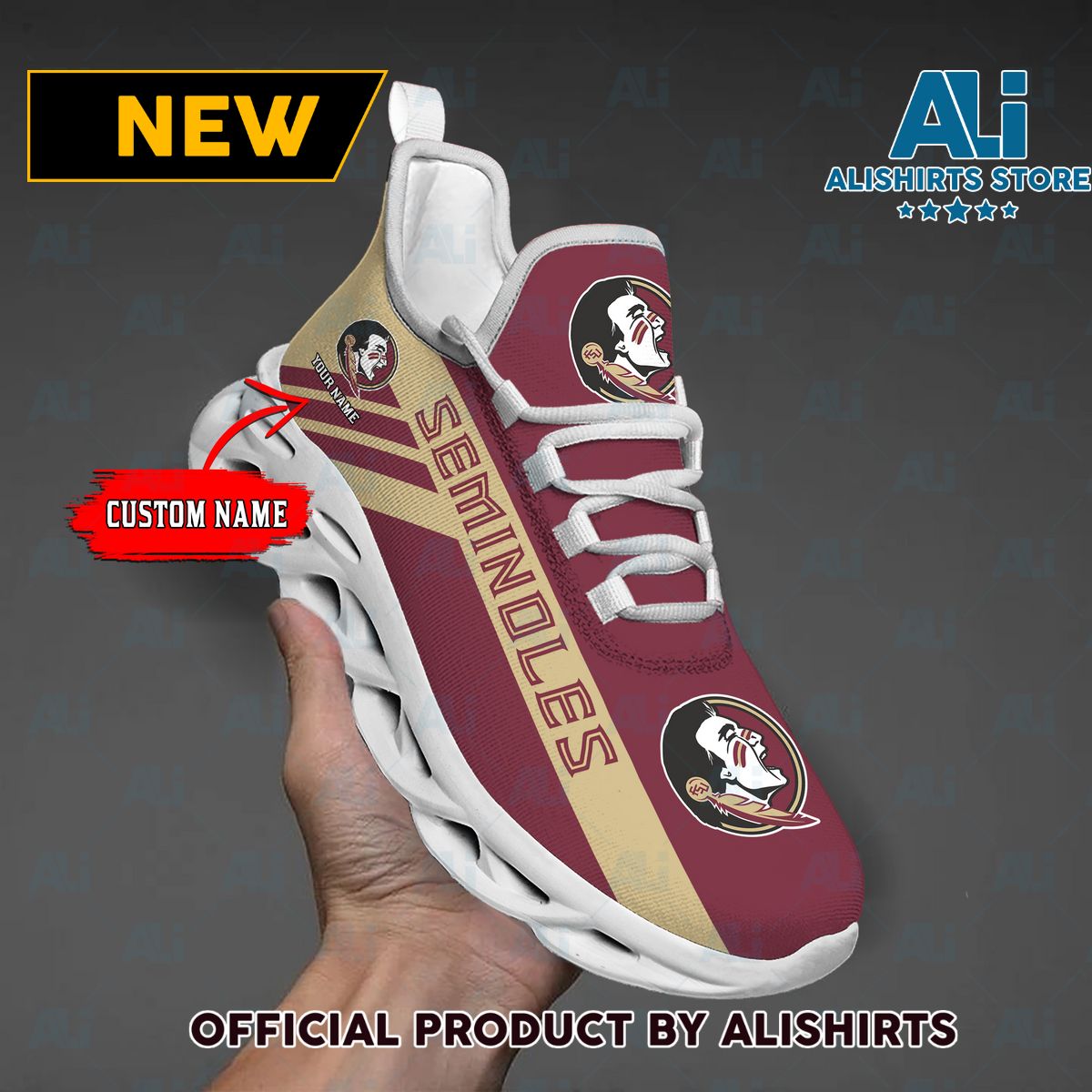 NCAA 1 Florida State Seminoles Custom Name Max Soul Shoes