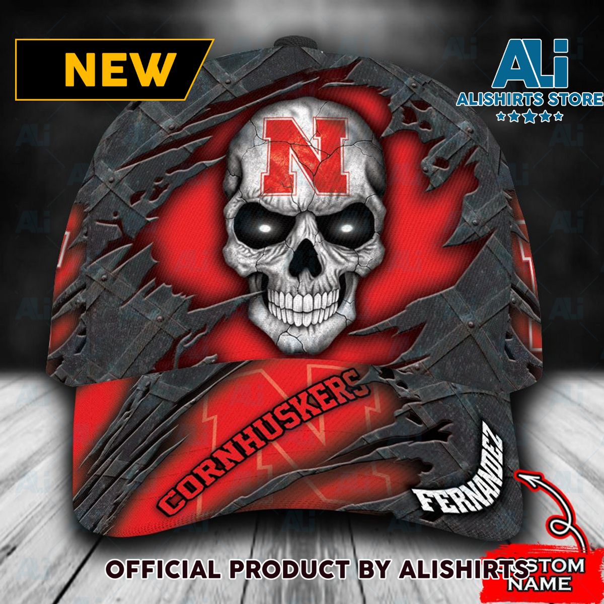 Personalized Nebraska Cornhuskers Skull Classic Cap