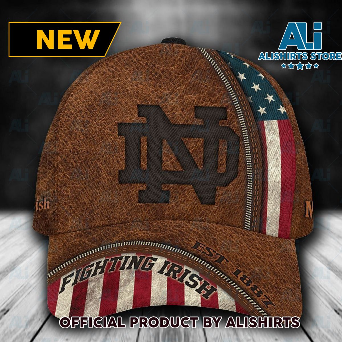 Personalized Notre Dame Fighting Irish USA Flag Zip Classic Cap