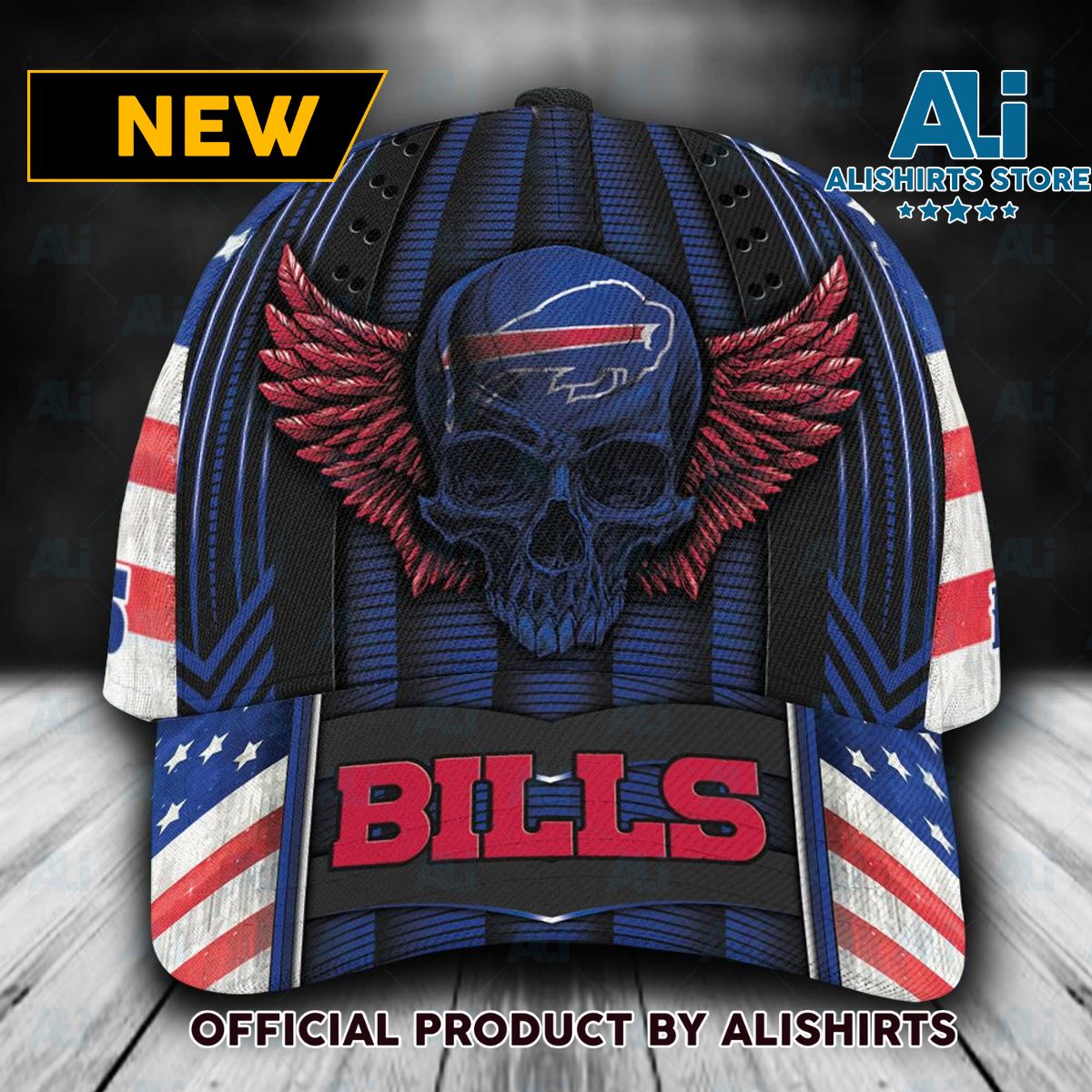 Personalized Buffalo Bills Skull Wings USA Flag Classic Cap