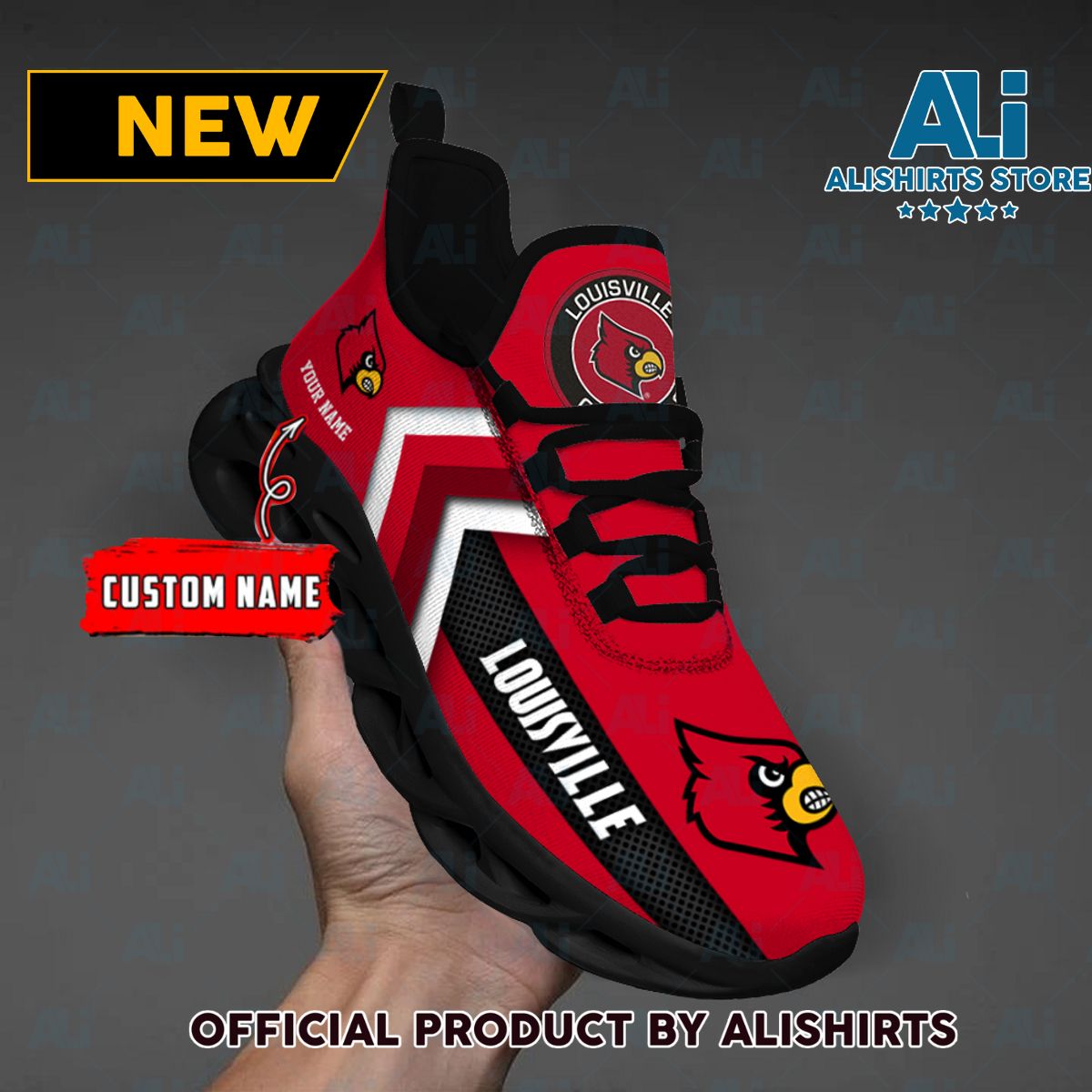 NCAA Louisville Cardinals Team Logo Custom Name Max Soul Shoes