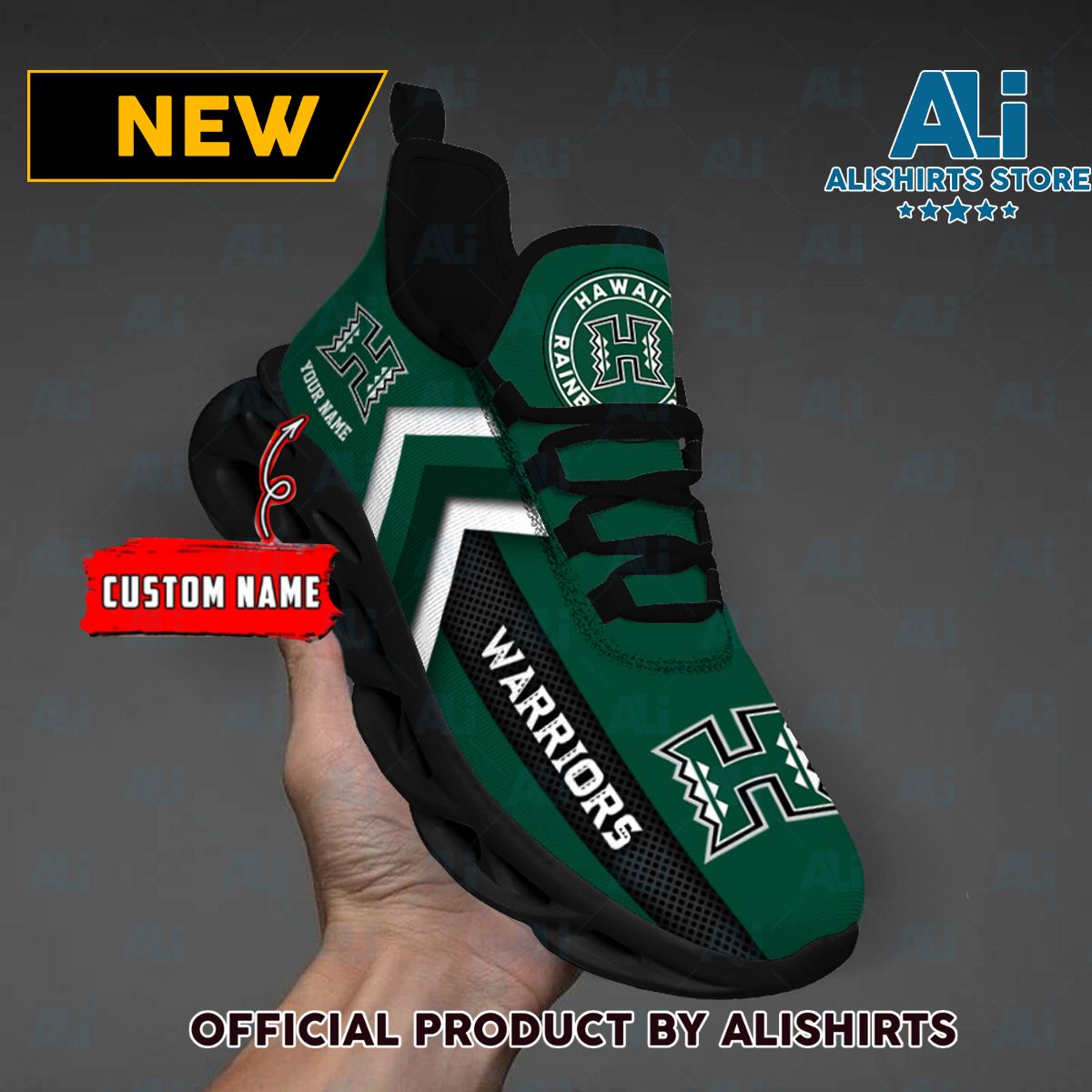 NCAA Hawaii Rainbow Warriors Team Logo Custom Name Max Soul Shoes