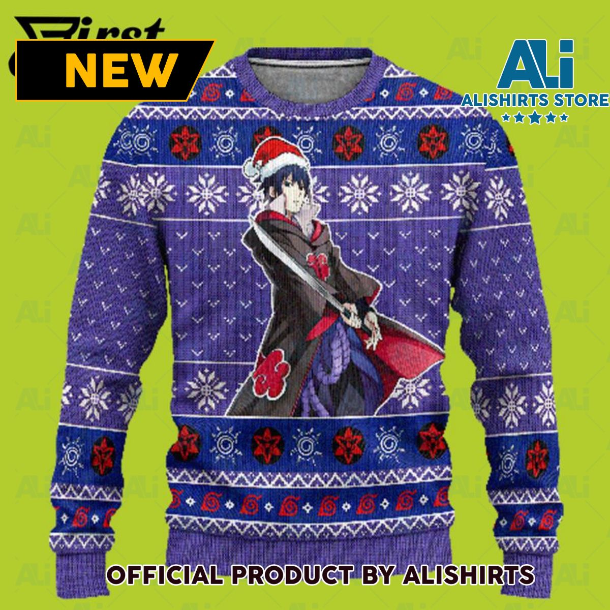 Sasuke Akatsuki Ugly Christmas Sweater Naruto