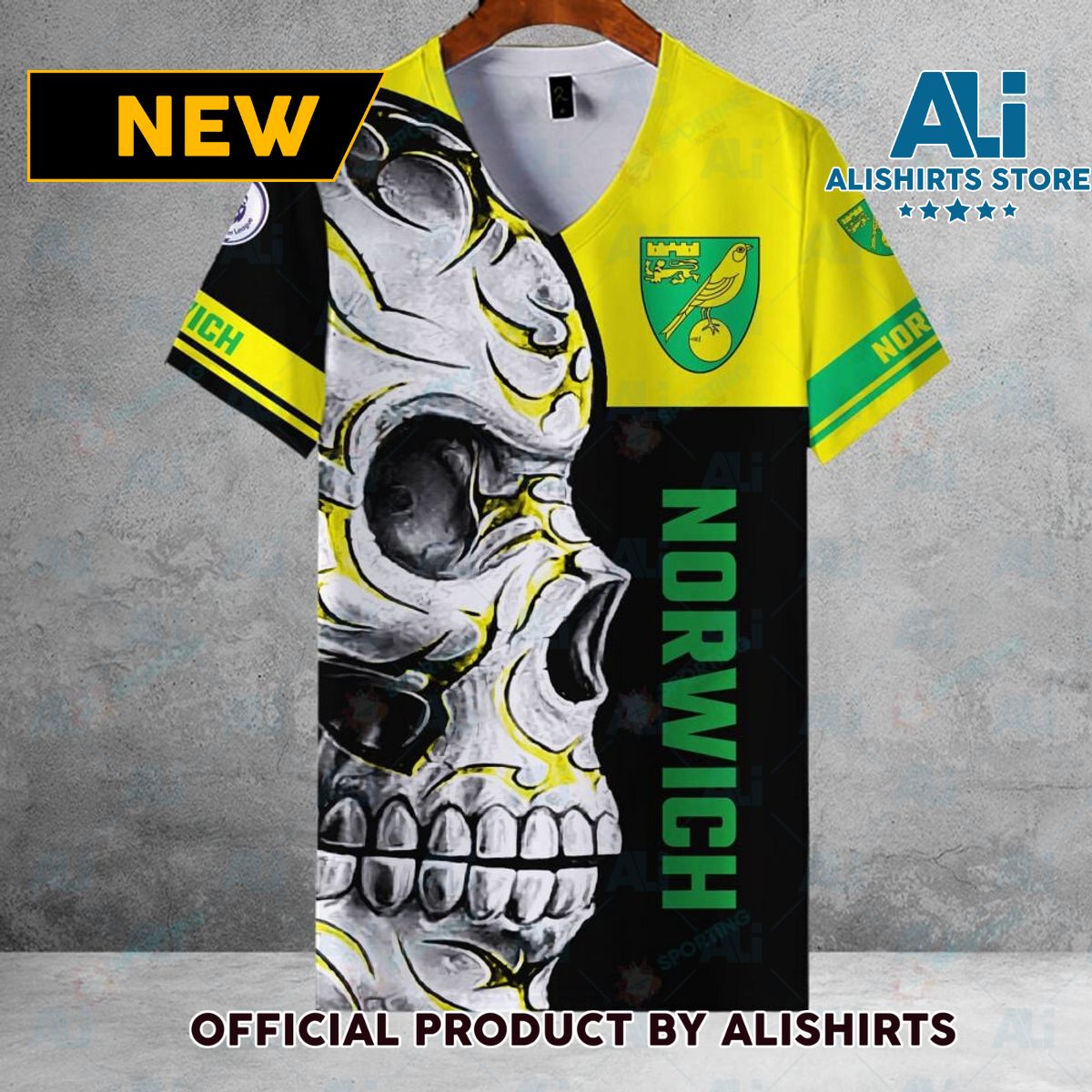 Norwich City FC EPL Skull Football Hawaiian shirt