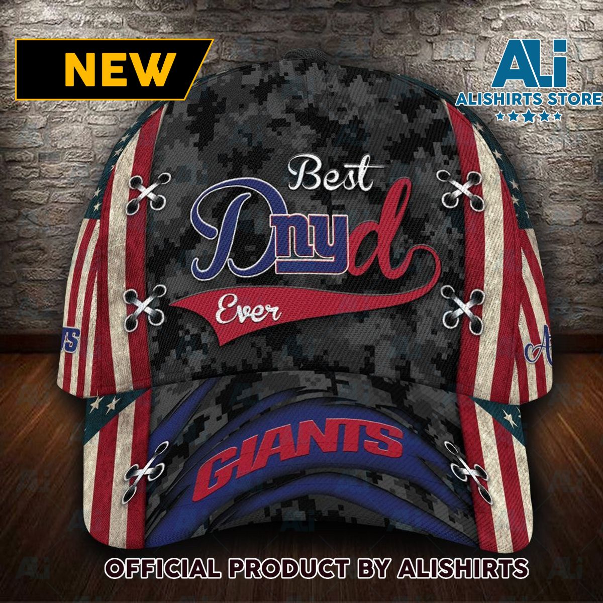 Personalized New York Giants Best Dad USA Flag Classic Cap