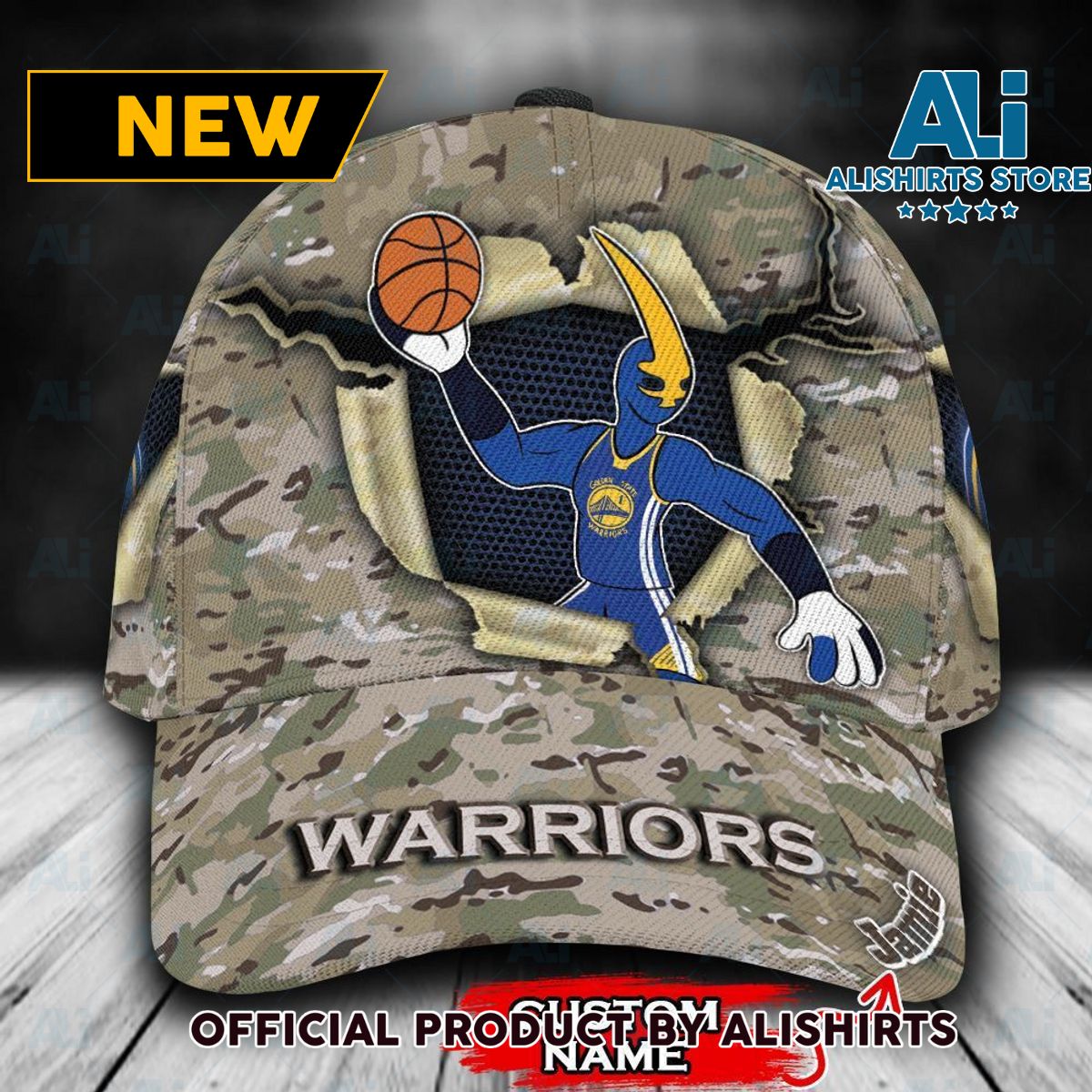 Personalized Golden State Warriors Camo Pattern Classic Cap