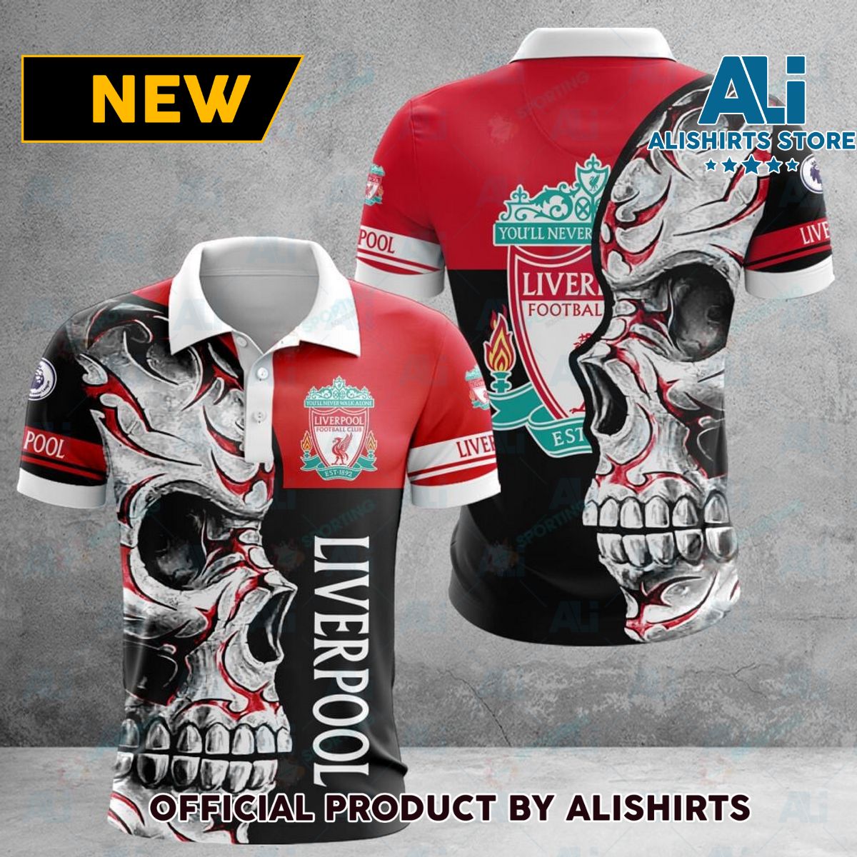 Liverpool FC EPL Skull Football Polo