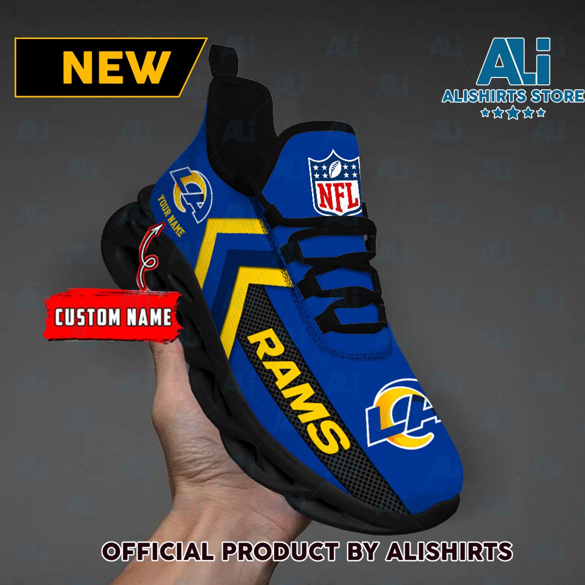 NFL Los Angeles Rams Team Logo Custom Name Max Soul Shoes