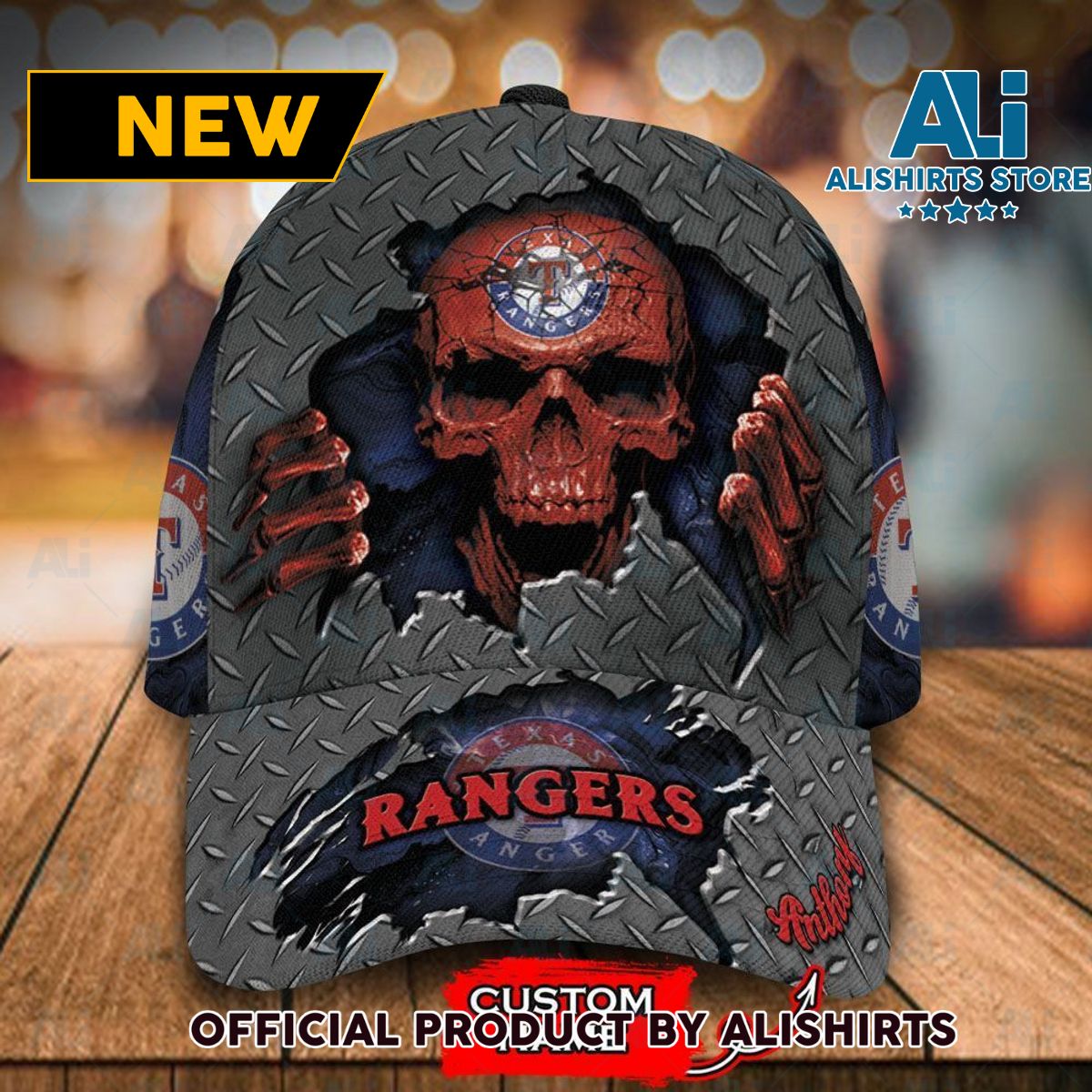 Personalized Texas Rangers Skull Rivet Pattern Classic Cap