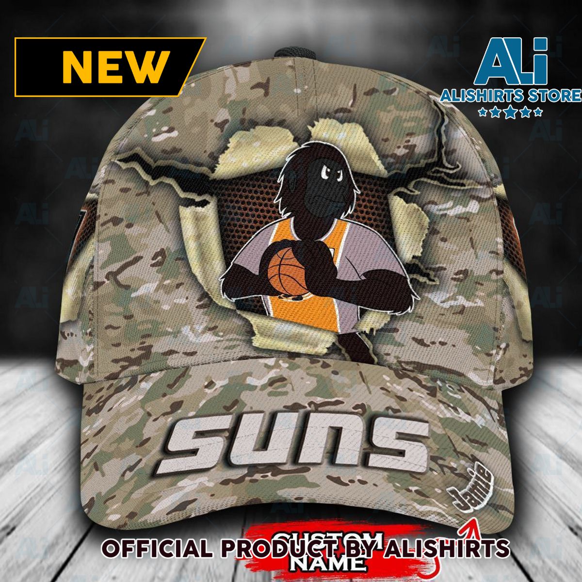 Personalized PhoeniSuns Camo Mascot NBA Classic Cap