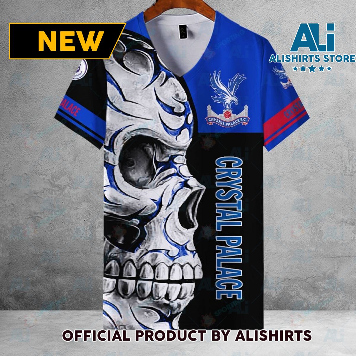 Crystal Palace FC EPL Skull Football Hawaiian shirt