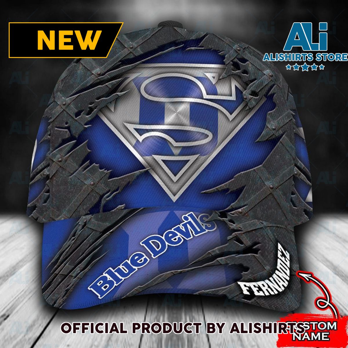 Personalized Duke Blue Devils Superman Logo Rivet Pattern Classic Cap