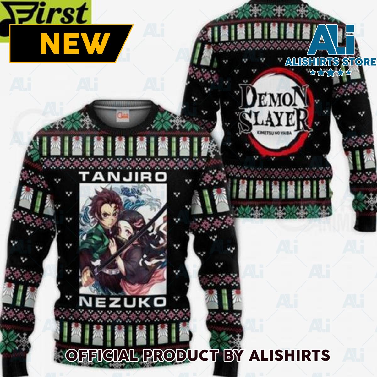 Tanjiro And Nezuko Ugly Sweater Christmas Demon Slayer Anime Gift