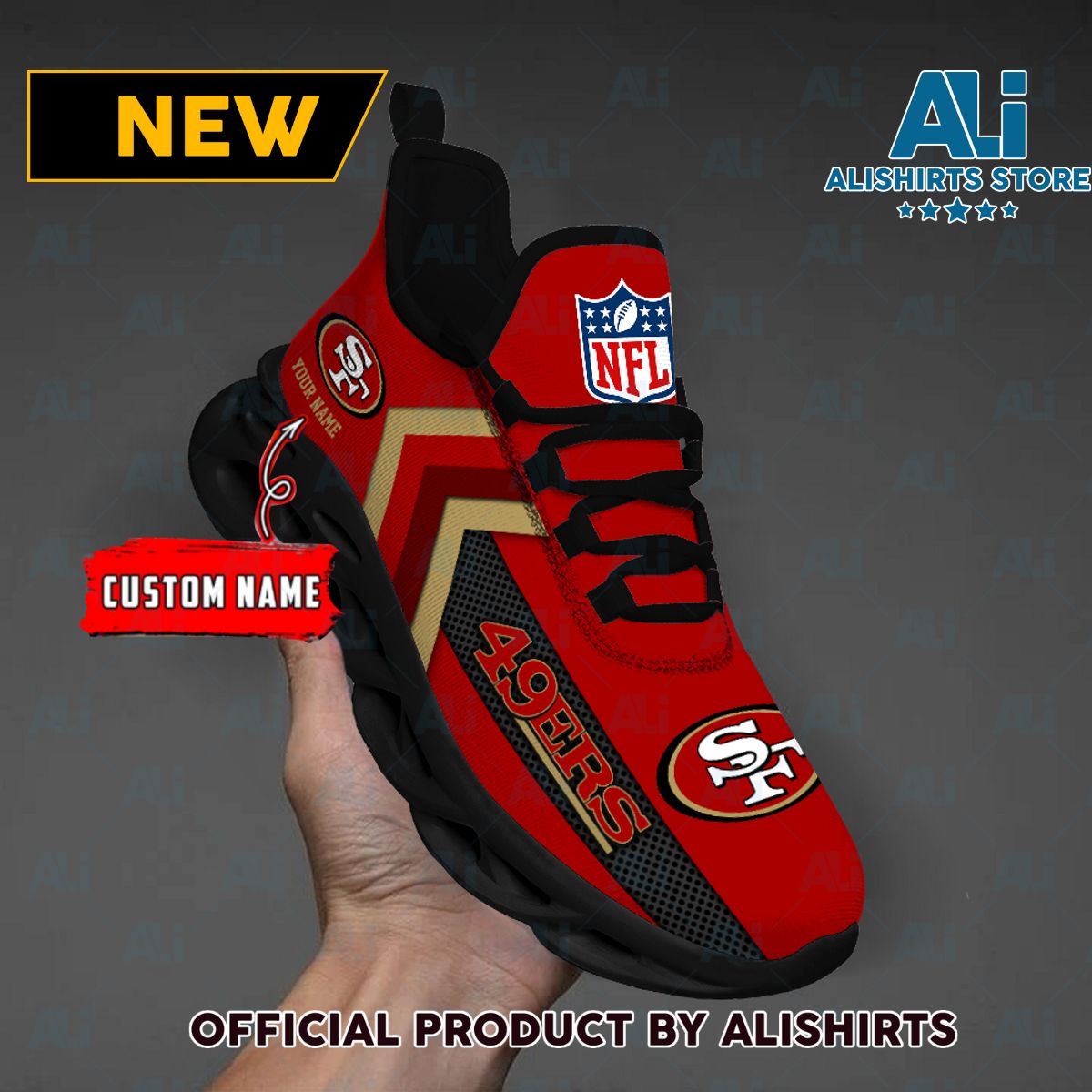 NFL San Francisco 49ers Team Logo Custom Name Max Soul Shoes