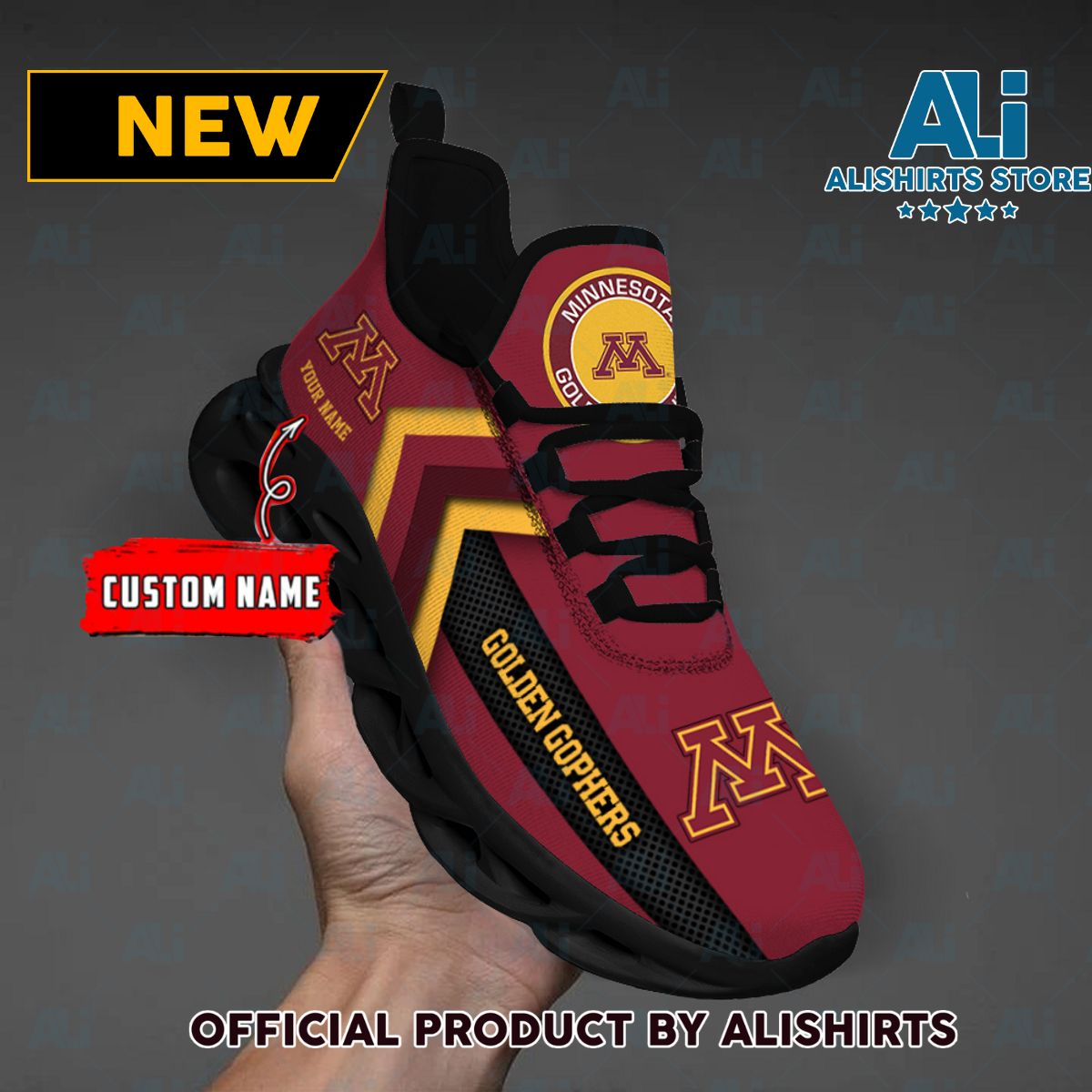 NCAA Minnesota Golden Gophers Team Logo Custom Name Max Soul Shoes