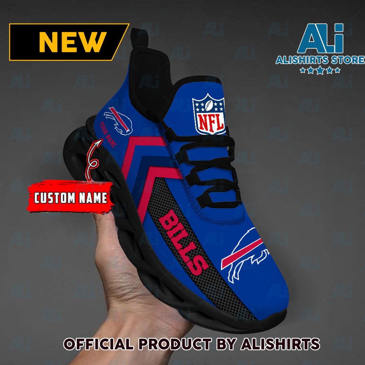 NFL Buffalo Bills Team Logo Custom Name Max Soul Shoes