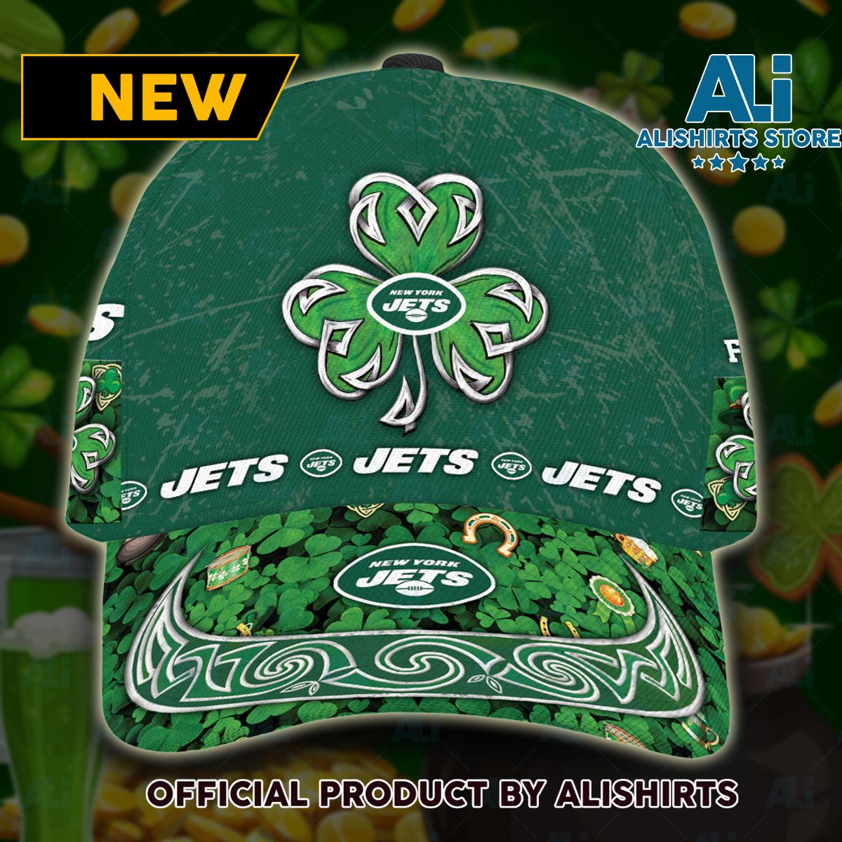 Personalized New York Jets St Patrick Day Classic Cap