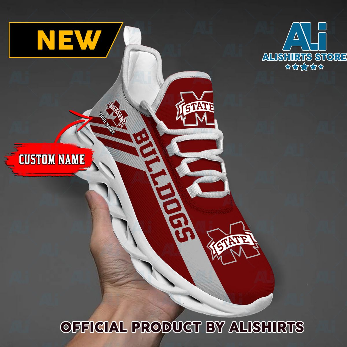 NCAA 1 Mississippi State Bulldogs Custom Name Max Soul Shoes