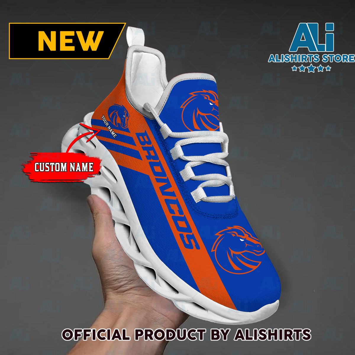 NCAA 1 Boise State Broncos Custom Name Max Soul Shoes