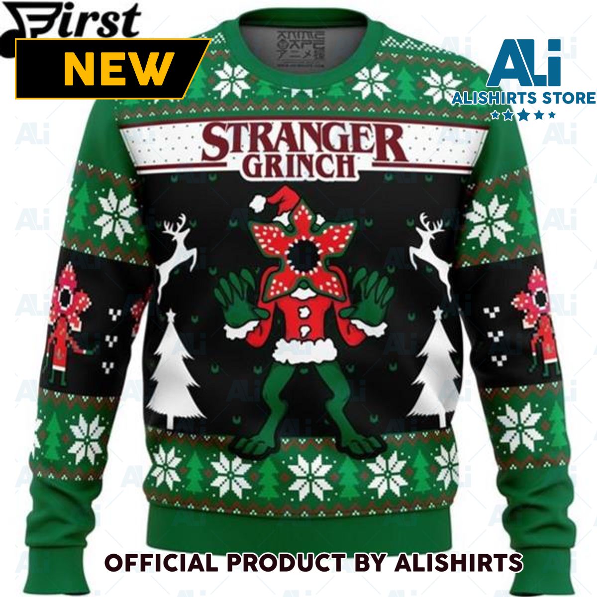 Anime Demogorgon Stranger Grinch Stranger Things Ugly Christmas Sweater