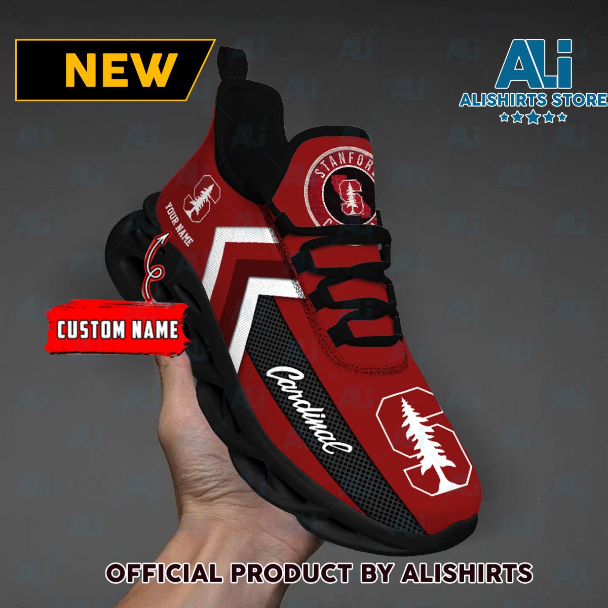 NCAA Stanford Cardinal Team Logo Custom Name Max Soul Shoes