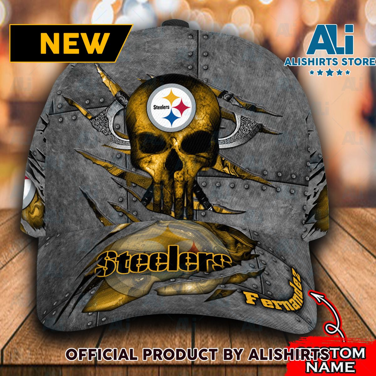 Personalized Pittsburgh Steelers The Punisher Skull Classic Cap