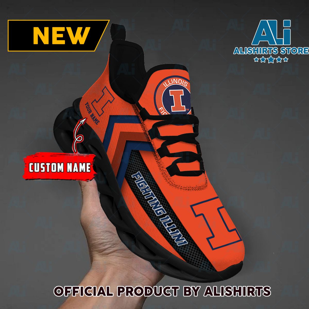 NCAA Illinois Fighting Illini Team Logo Custom Name Max Soul Shoes