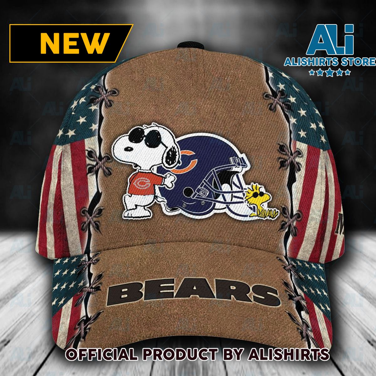 Personalized Chicago Bears Snoopy Dog USA Flag Classic Cap