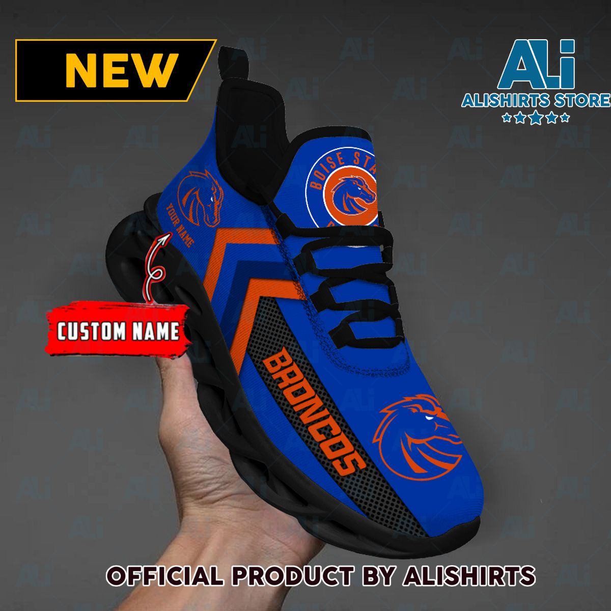 NCAA Boise State Broncos Team Logo Custom Name Max Soul Shoes