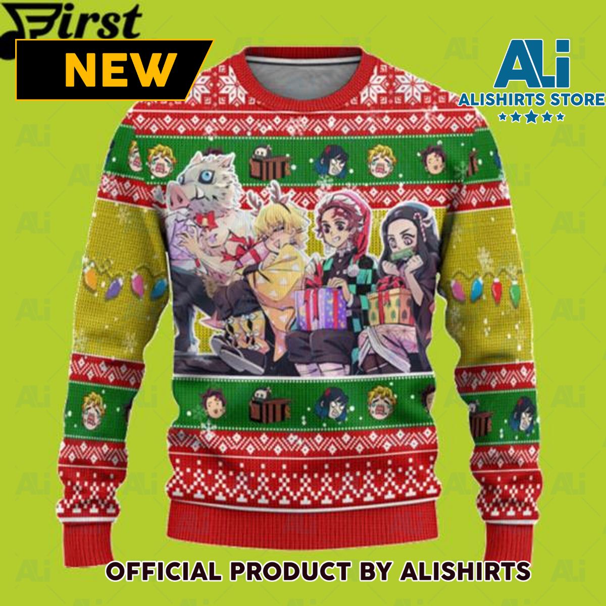 Demon Slayer Anime Chibi Demon Slayer Ugly Christmas Sweater