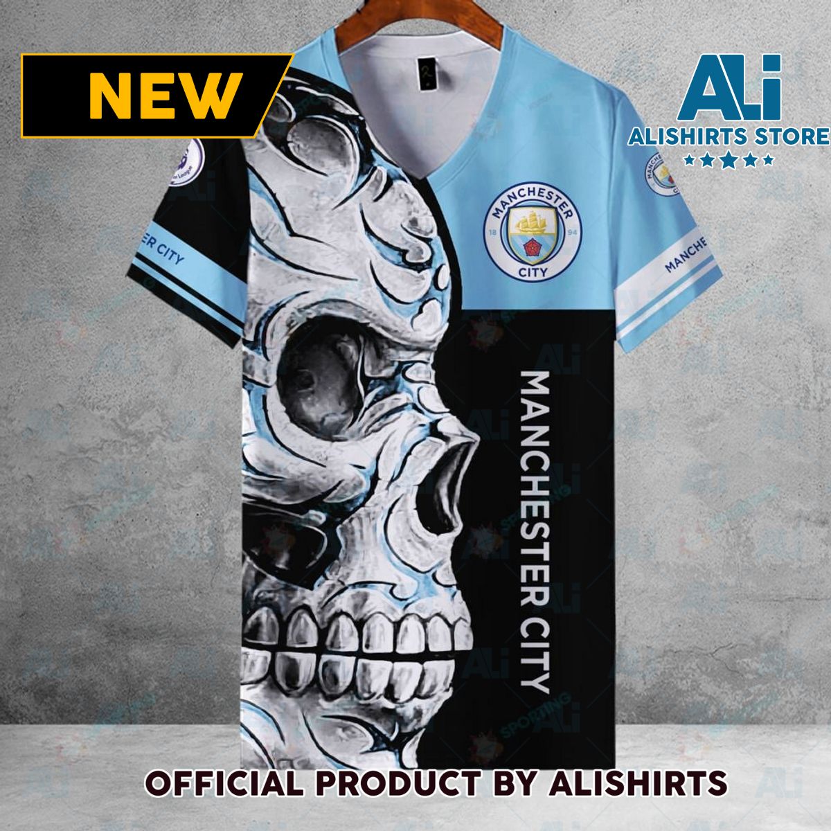 Manchester City FC EPL Skull Football Hawaiian shirt