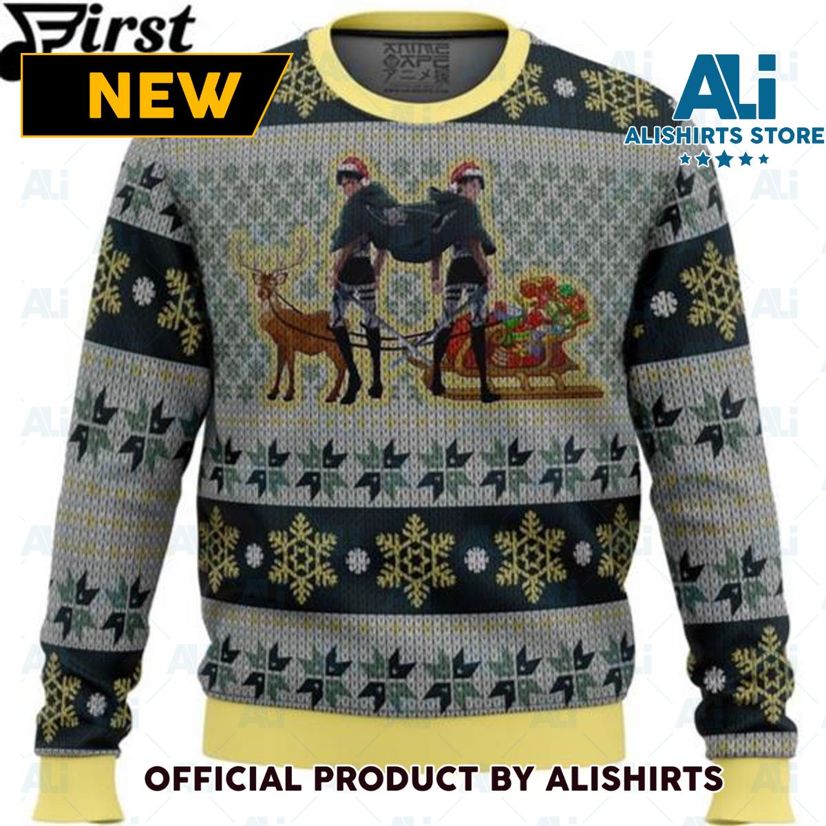 Eren Yeager and Levi Ackerman Attack on Titan Ugly Christmas Sweater