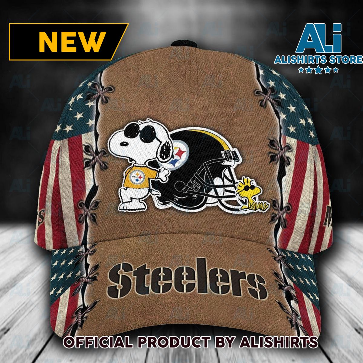 Personalized Pittsburgh Steelers Snoopy USA Flag Classic Cap