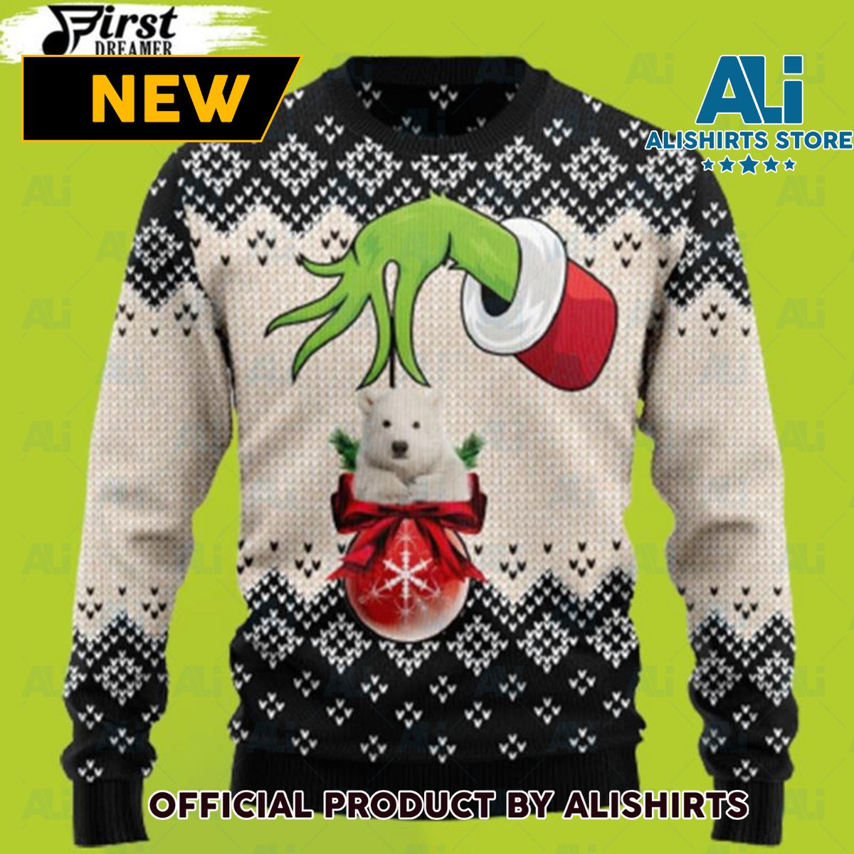 Polar Bear Xmas Ball Grinch Ugly Christmas Sweater Grinch Xmas