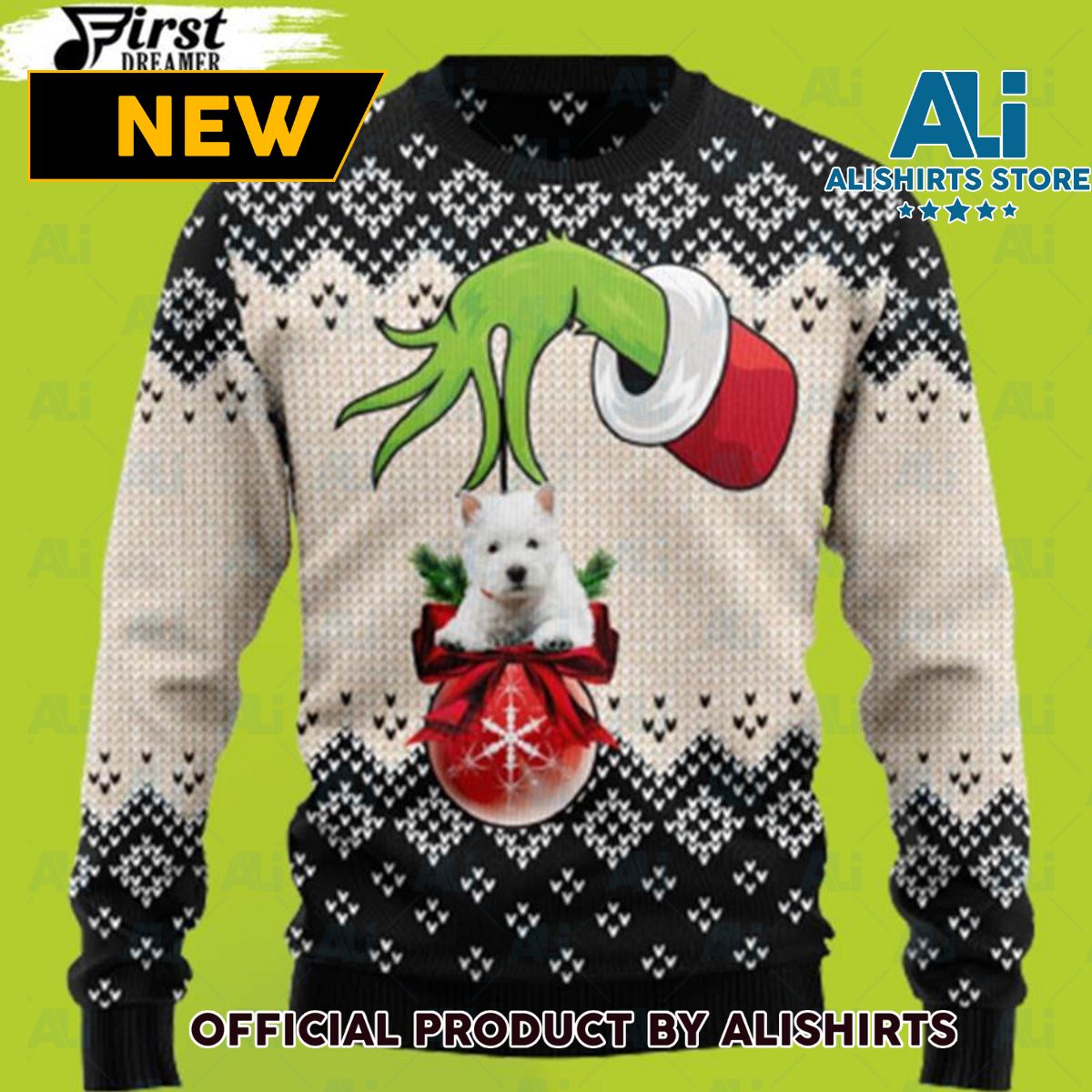 White Terrier Grinch Best Grinch Ugly Christmas Sweater Grinch Christmas Sweater