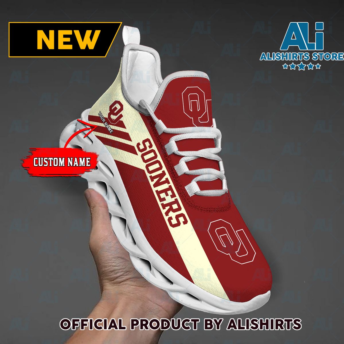 NCAA 1 Oklahoma Sooners Custom Name Max Soul Shoes