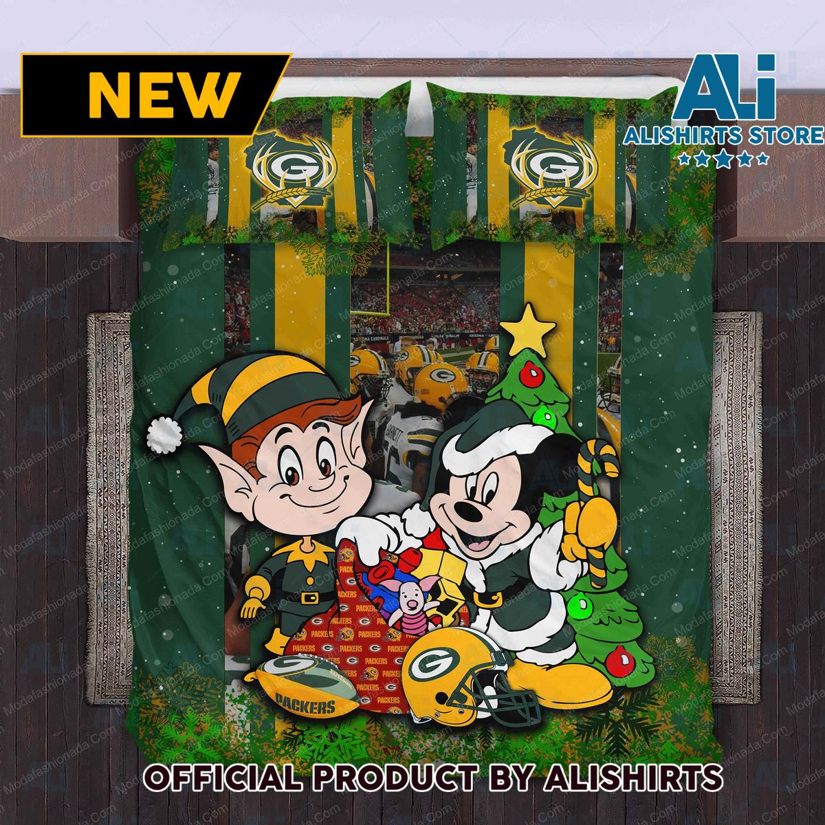 Mickey Mouse NFL Green Bay Packers Christmas Bedding Sets
