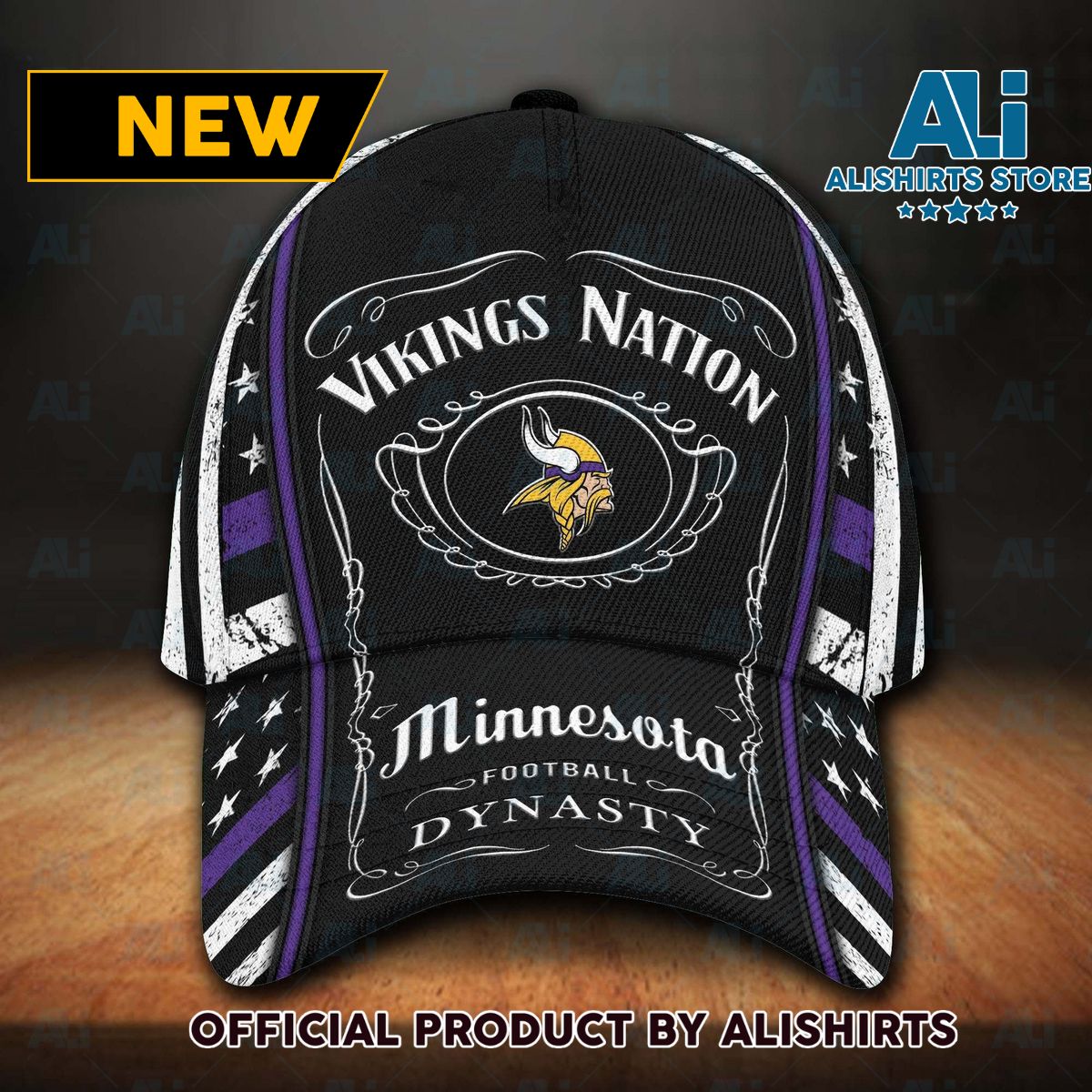 Minnesota Vikings & Jack Daniels All Over Print 3D Classic Cap