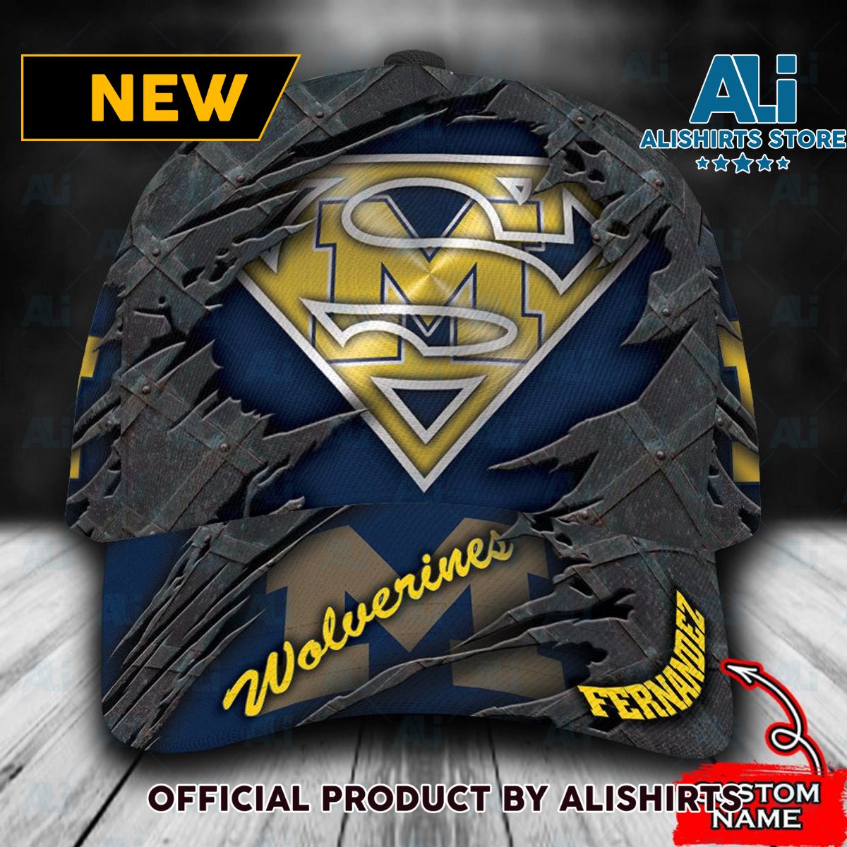 Personalized Michigan Wolverines Superman Classic Cap